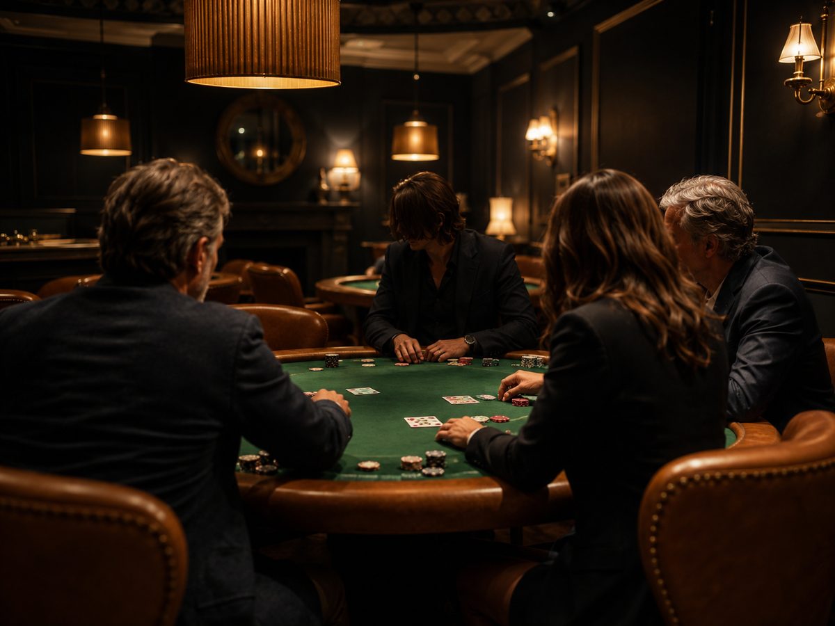 Mesa de póquer com fichas e cartas durante um cash game