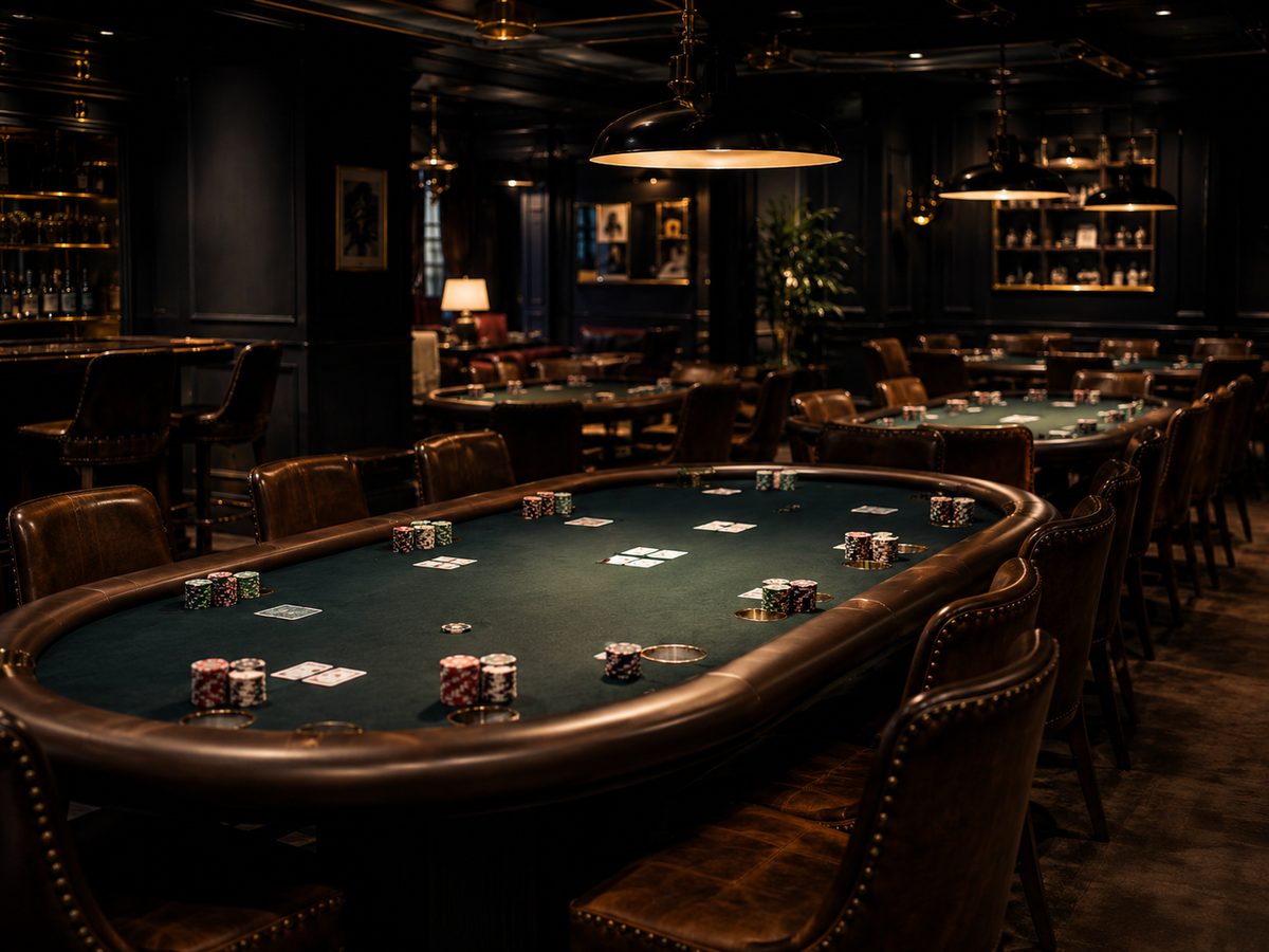 Mesas de torneio de póquer no clube